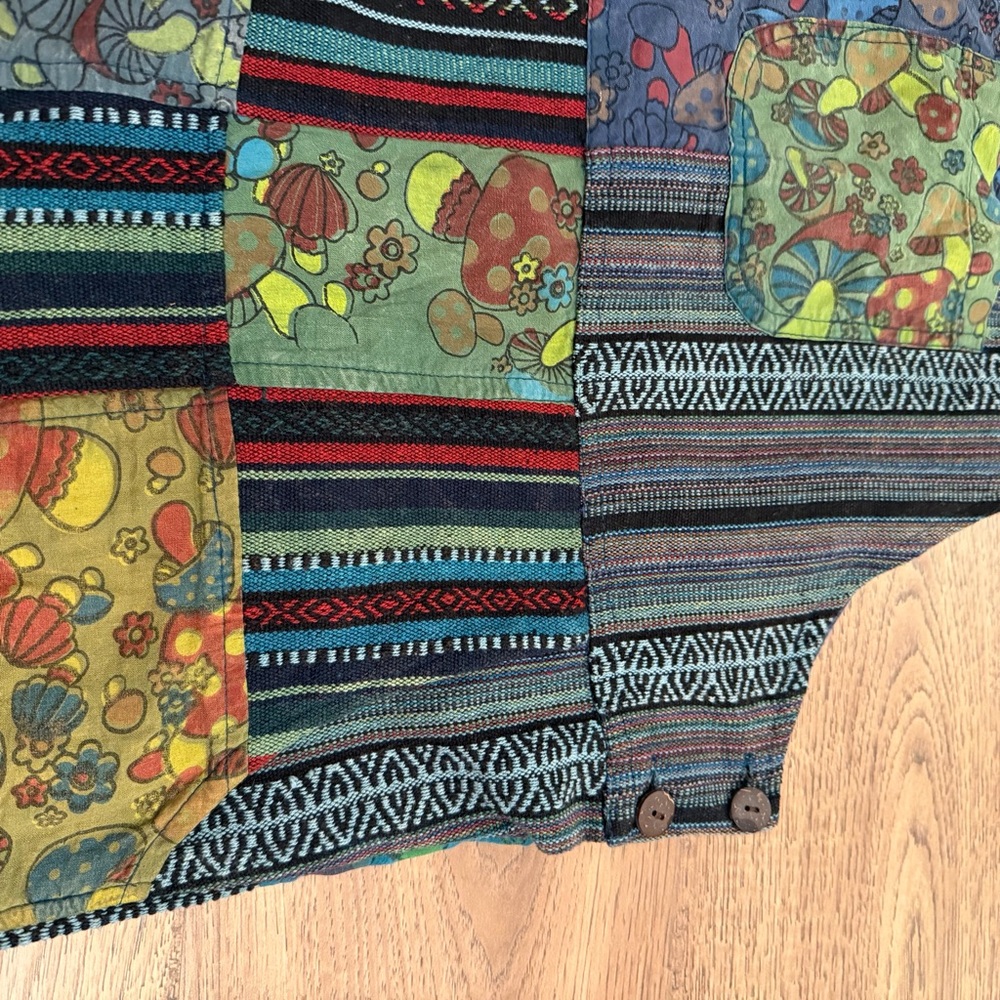 Kathmandu Multicolor Patchwork Overalls Mushrooms… - image 5